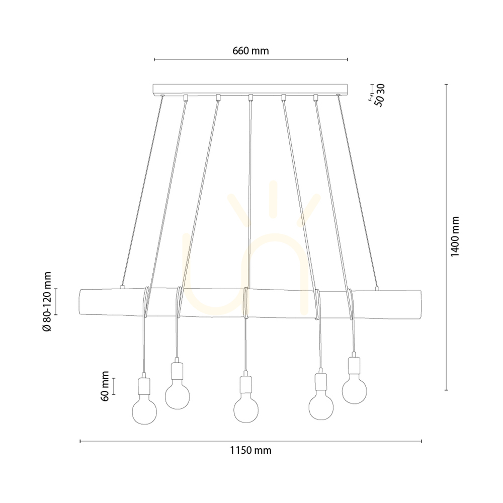 View Hikari Pendant Light, Walnut/Black, 5xE27, 115 cm Hikari Pendant Light, Walnut/Black, 5xE27, 115 cm