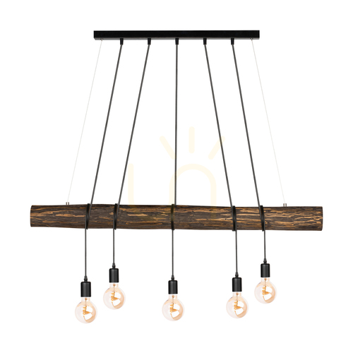 Check Hikari Pendant Light, Walnut/Black, 5xE27, 115 cm
