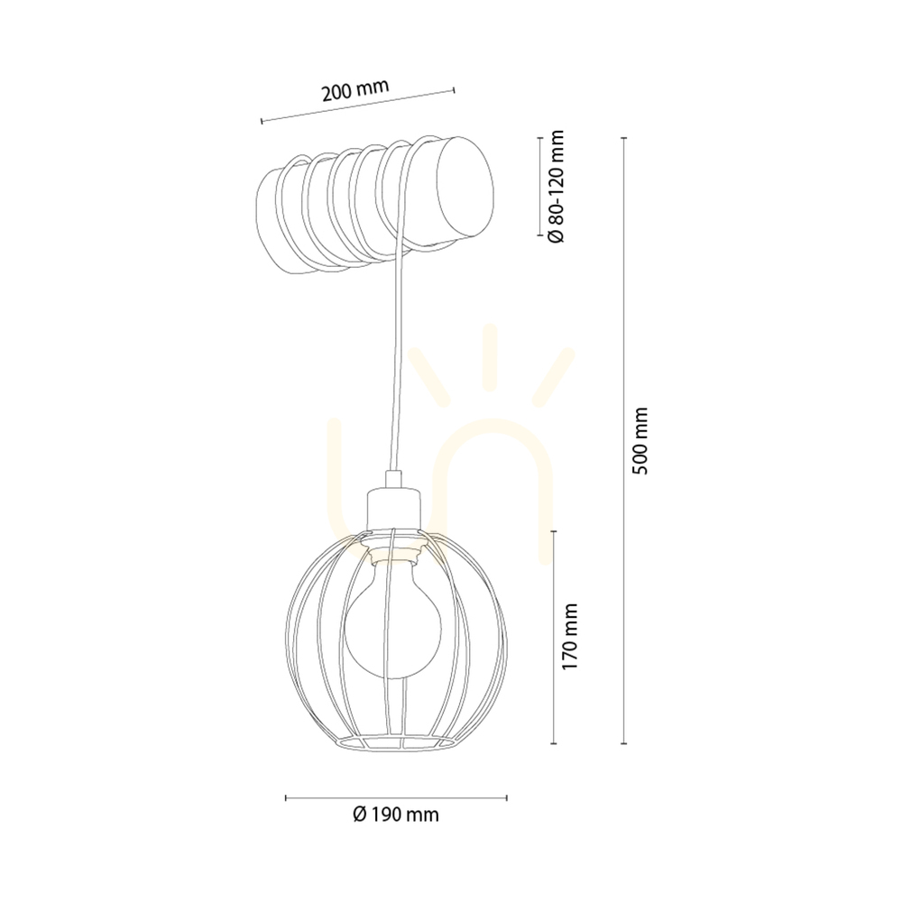 Preview Lumo Wall Sconce, Brown/Black, 1xE27, 27 cm Lumo Wall Sconce, Brown/Black, 1xE27, 27 cm
