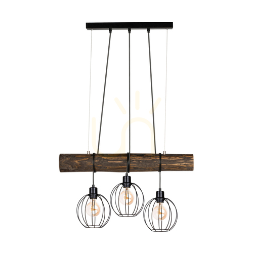 Check Lumo Pendant Light, Walnut/Black, 3xE27, 70 cm