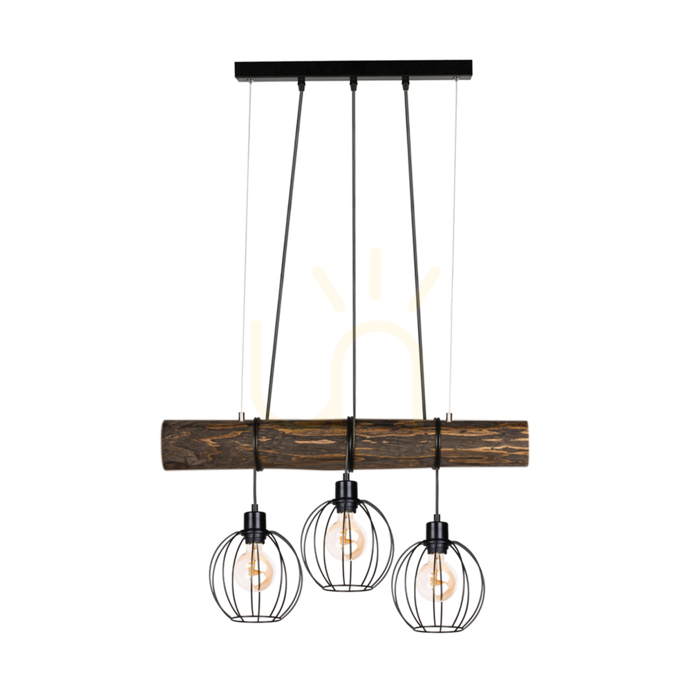 Check Lumo Pendant Light, Walnut/Black, 3xE27, 70 cm Lumo Pendant Light, Walnut/Black, 3xE27, 70 cm