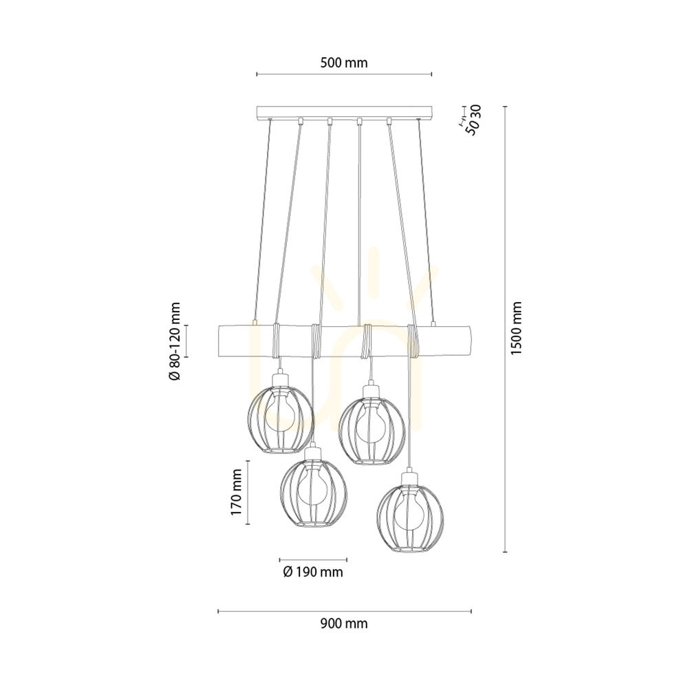 View Lumo Pendant Light, Brown/Black, 4xE27, 90 cm Lumo Pendant Light, Brown/Black, 4xE27, 90 cm