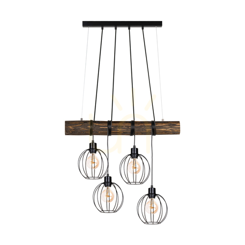 Check Lumo Pendant Light, Walnut/Black, 4xE27, 90 cm
