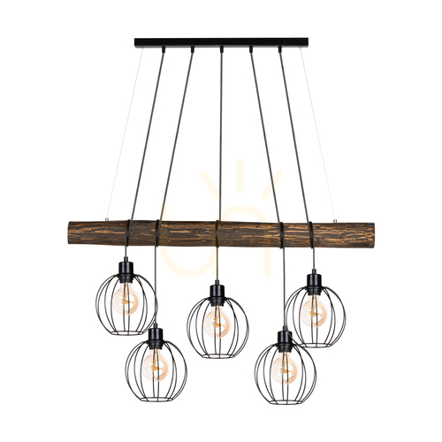 Check Lumo Pendant Light, Walnut/Black, 5xE27, 115 cm