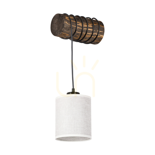 Check Treno Wall Sconce, Walnut, Beige Shade, 1xE27, 27 cm