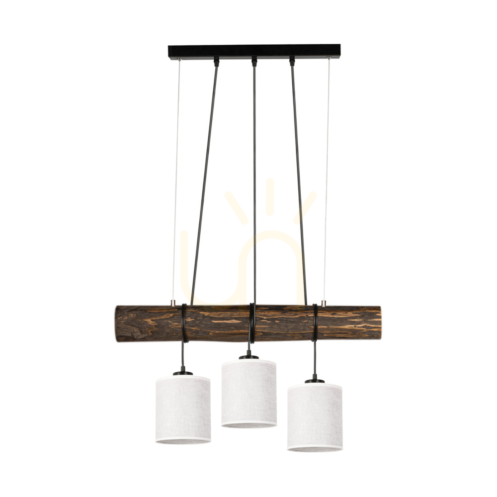 Check Treno Pendant Light, Walnut/Black, Beige Shade, 3xE27, 70 cm Treno Pendant Light, Walnut/Black, Beige Shade, 3xE27, 70 cm