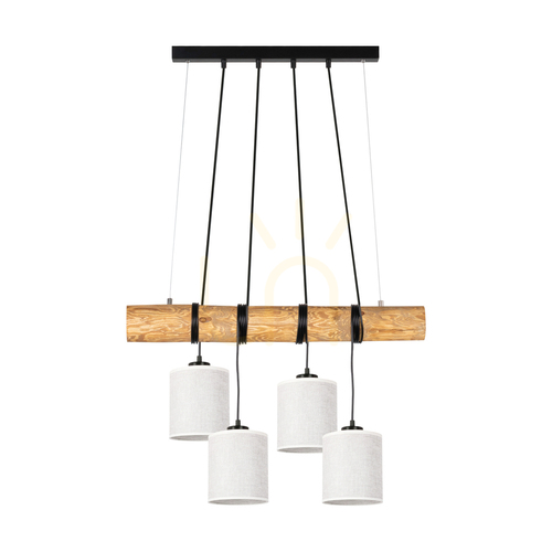 Check Treno Pendant Light, Brown/Black, Beige Shade, 4xE27, 90 cm