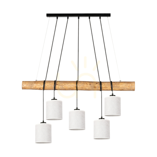 Check Treno Pendant Light, Brown/Black, Beige Shade, 5xE27, 115 cm