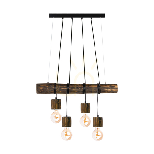 Check Skog Pendant Light, Walnut/Black, 4xE27, 90 cm