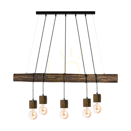 Check Skog Pendant Light, Walnut/Black, 5xE27, 115 cm