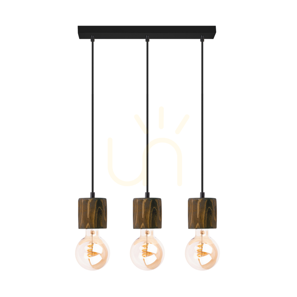 Check Skog Pendant Light, Walnut/Black, 3xE27, 55 cm Skog Pendant Light, Walnut/Black, 3xE27, 55 cm