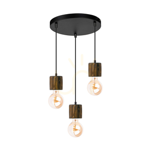 Skog Pendant Light, Walnut/Black, 3xE27, Ø30 cm 0 Skog Pendant Light, Walnut/Black, 3xE27, Ø30 cm small 0