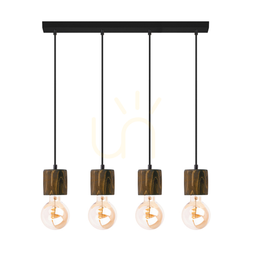 Check Skog Pendant Light, Walnut/Black, 4xE27, 76 cm