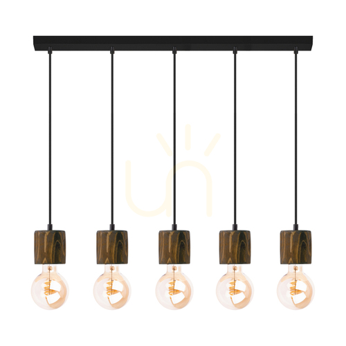Check Skog Pendant Light, Walnut/Black, 5xE27, 100 cm