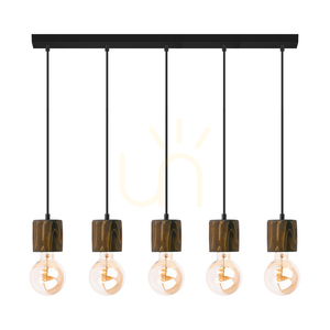 Skog Pendant Light, Walnut/Black, 5xE27, 100 cm small 0