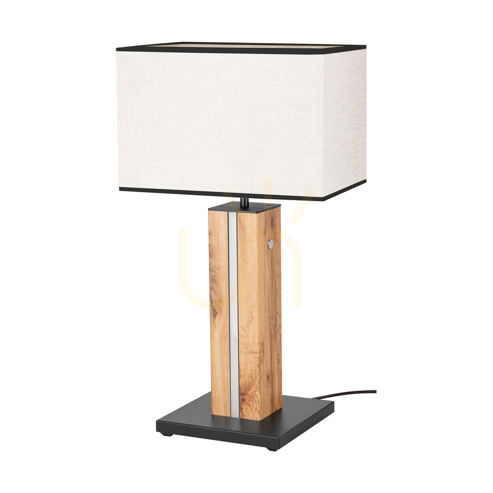 Check Flamo Table Lamp, Oak/Black, Beige-Black Lampshade, 1xE27 + 1xLED 4.6 W, 30 cm Flamo Table Lamp, Oak/Black, Beige-Black Lampshade, 1xE27 + 1xLED 4.6 W, 30 cm