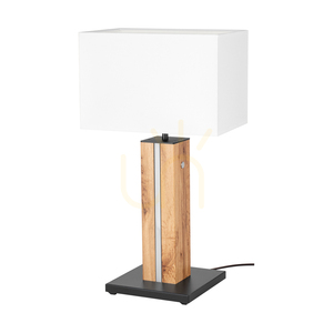 Flamo Table Lamp, Oak/Black, White Lampshade, 1xE27 + 1xLED 4.6 W, 30 cm 0 Flamo Table Lamp, Oak/Black, White Lampshade, 1xE27 + 1xLED 4.6 W, 30 cm small 0