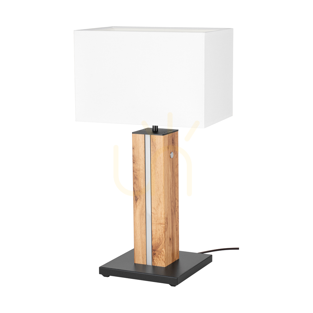Check Flamo Table Lamp, Oak/Black, White Lampshade, 1xE27 + 1xLED 4.6 W, 30 cm Flamo Table Lamp, Oak/Black, White Lampshade, 1xE27 + 1xLED 4.6 W, 30 cm