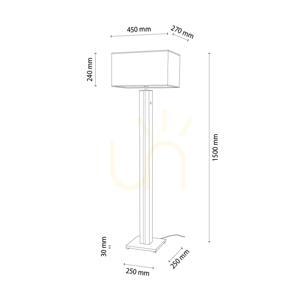 View Flamo Floor Lamp, Oak/Black, Beige-Black Lampshade, 1xE27 + 1xLED 16 W, 45 cm Flamo Floor Lamp, Oak/Black, Beige-Black Lampshade, 1xE27 + 1xLED 16 W, 45 cm