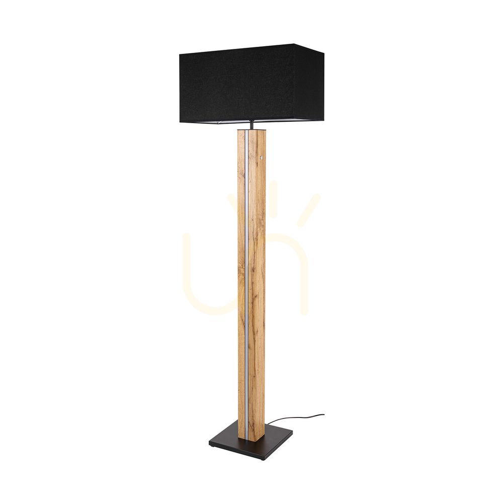Check Flamo Floor Lamp, Oak/Black, Black Lampshade, 1xE27 + 1xLED 16 W, 45 cm Flamo Floor Lamp, Oak/Black, Black Lampshade, 1xE27 + 1xLED 16 W, 45 cm