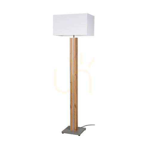 Check Flamo Floor Lamp, Oak/Gray, White Lampshade, 1xE27 + 1xLED 16 W, 45 cm