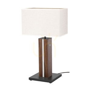 Flamo Table Lamp, Walnut/Black, Beige Lampshade, 1xE27 + 1xLED 4.6 W, 30 cm 0 Flamo Table Lamp, Walnut/Black, Beige Lampshade, 1xE27 + 1xLED 4.6 W, 30 cm small 0