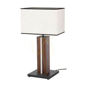 Flamo Table Lamp, Walnut/Black, Beige-Black Lampshade, 1xE27 + 1xLED 4.6 W, 30 cm small 0
