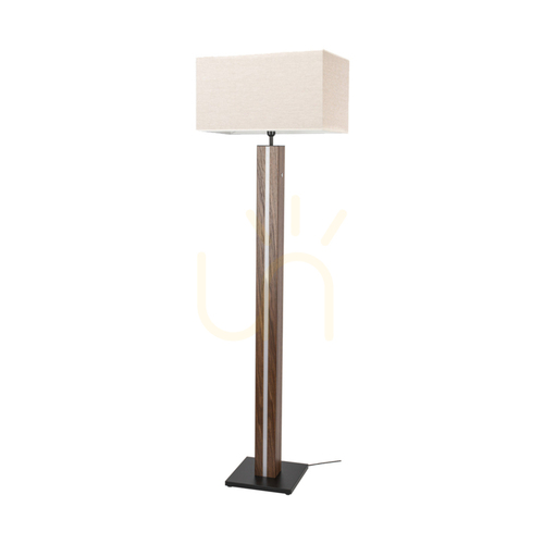 Check Flamo Floor Lamp, Walnut/Black, Beige Lampshade, 1xE27 + 1xLED 16 W, 45 cm