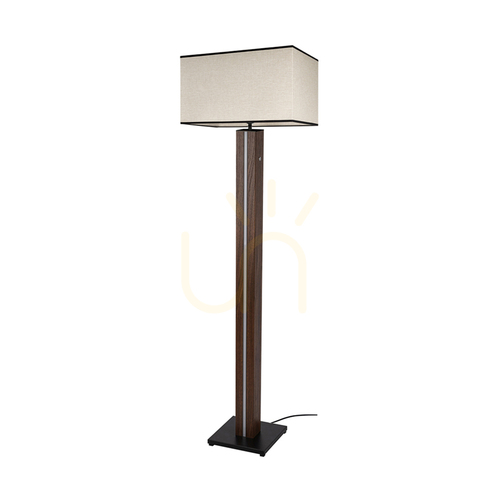 Check Flamo Floor Lamp, Walnut/Black, Beige-Black Lampshade, 1xE27 + 1xLED 16 W, 45 cm