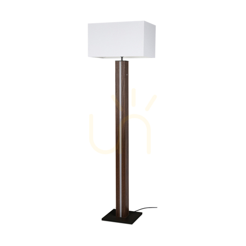 Check Flamo Floor Lamp, Walnut/Black, White Lampshade, 1xE27 + 1xLED 16 W, 45 cm