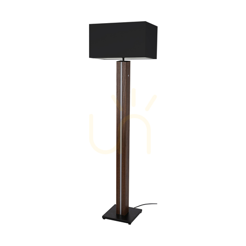Check Flamo Floor Lamp, Walnut/Black, Black Lampshade, 1xE27 + 1xLED 16 W, 45 cm