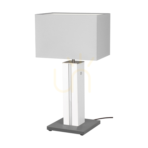 Check Flamo Table Lamp, Walnut/Gray, White Lampshade, 1xE27 + 1xLED 4.6 W, 30 cm