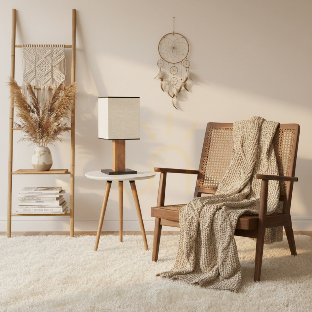 View Nomma Table Lamp, Oak/Black, Beige-Black Lampshade, 1xE27, 22 cm Nomma Table Lamp, Oak/Black, Beige-Black Lampshade, 1xE27, 22 cm