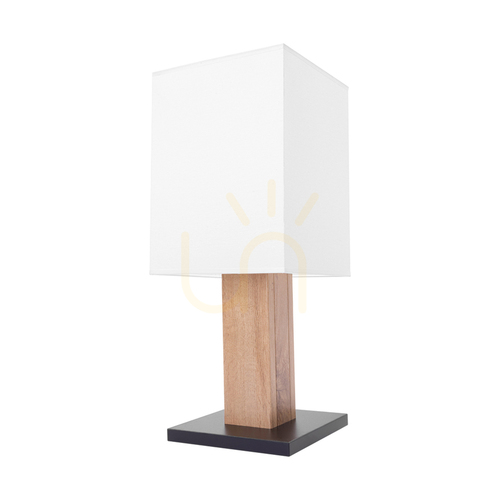 Check Nomma Table Lamp, Oak/Black, White Lampshade, 1xE27, 22 cm