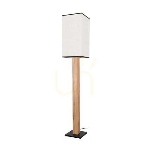 Check Nomma Floor Lamp, Oak/Black, Beige-Black Lampshade, 1xE27, 30 cm