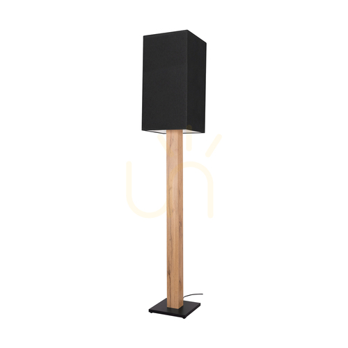 Check Nomma Floor Lamp, Oak/Black, Black Lampshade, 1xE27, 30 cm