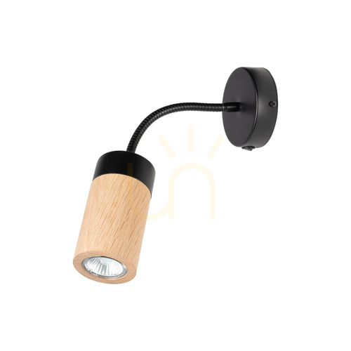 Check Artemis Wall Sconce, Oiled Oak/Black, 1xGU10, 6 W, 30 cm