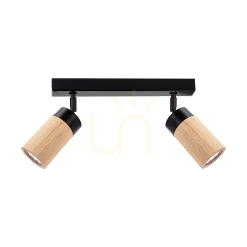 Check Artemis Ceiling Light, Oiled Oak/Black, 2xGU10, 6 W, 37 cm