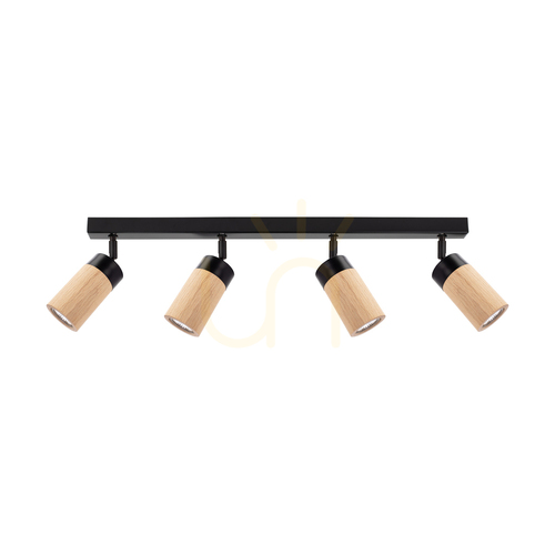 Check Artemis Ceiling Light, Oiled Oak/Black, 4xGU10, 6 W, 75 cm