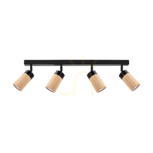 Artemis Ceiling Light, Oiled Oak/Black, 4xGU10, 6 W, 75 cm small 0