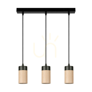 Artemis Pendant Light, Oiled Oak/Black, 3xGU10, 6 W, 55 cm small 0