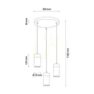 Artemis Pendant Light, Oiled Oak/Black, 3xGU10, 6 W, Ø30 cm small 1