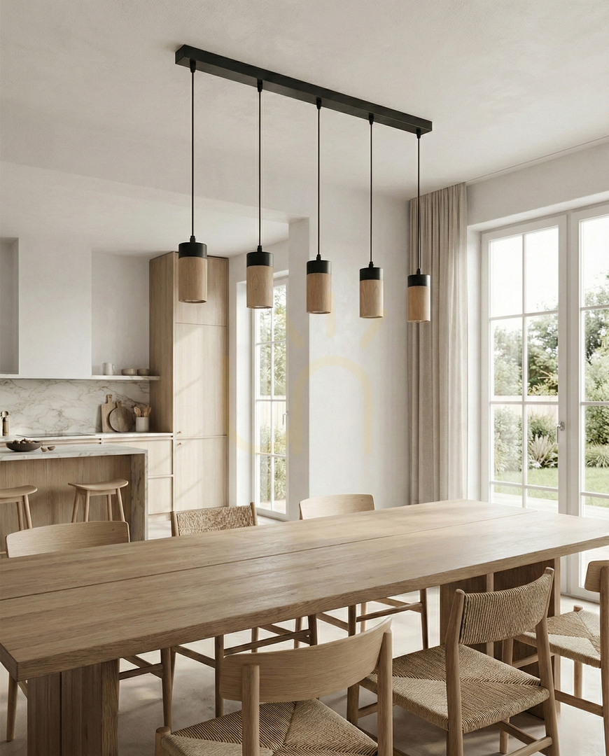 View Artemis Pendant Light, Oiled Oak/Black, 5xGU10, 6 W, 100 cm Artemis Pendant Light, Oiled Oak/Black, 5xGU10, 6 W, 100 cm