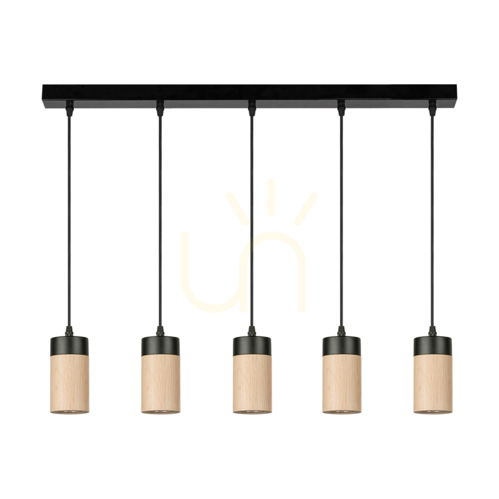 Check Artemis Pendant Light, Oiled Oak/Black, 5xGU10, 6 W, 100 cm Artemis Pendant Light, Oiled Oak/Black, 5xGU10, 6 W, 100 cm