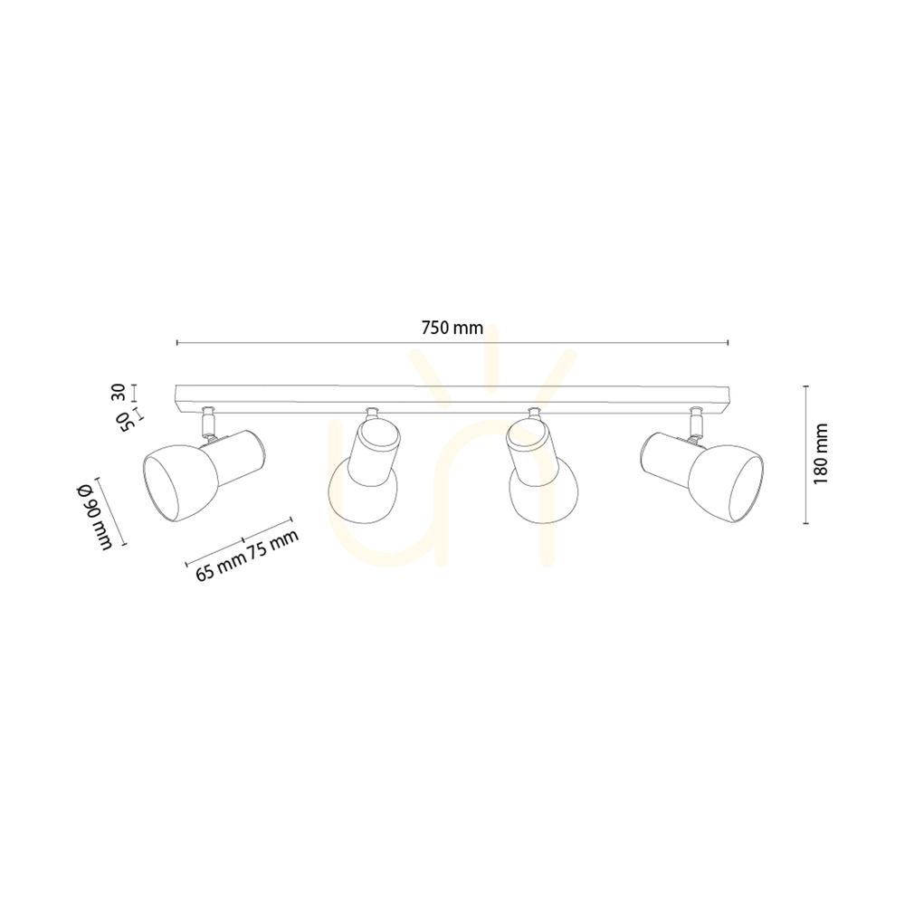 View Nord Ceiling Light, Oiled Oak, 4xE27, 75 cm Nord Ceiling Light, Oiled Oak, 4xE27, 75 cm