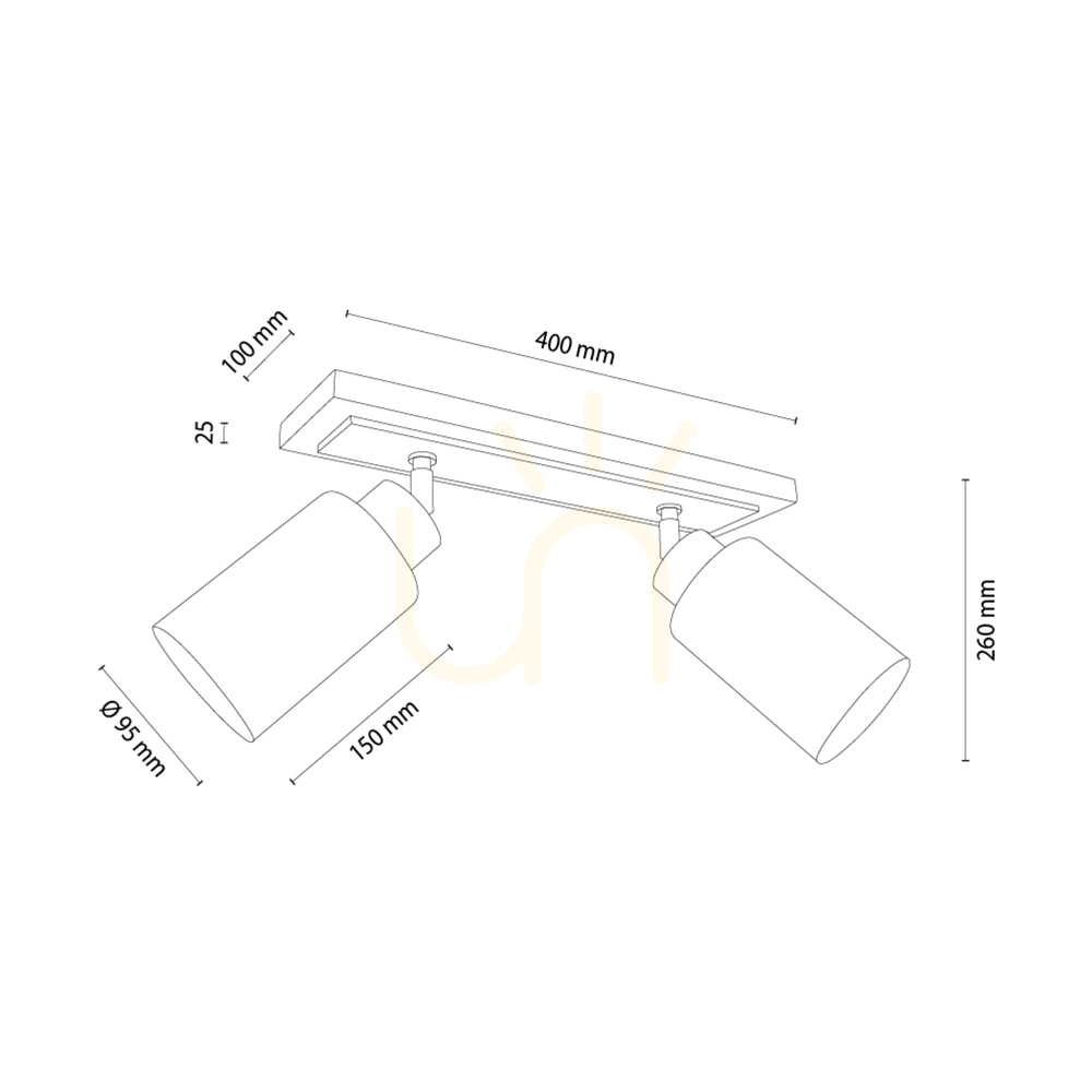 Preview Bella Ceiling Light, Oiled Oak/White, 2xE27, 54 cm Bella Ceiling Light, Oiled Oak/White, 2xE27, 54 cm
