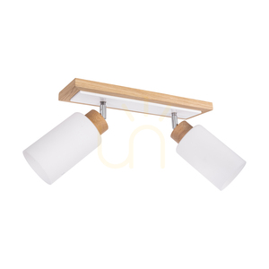 Bella Ceiling Light, Oiled Oak/White, 2xE27, 54 cm 0 Bella Ceiling Light, Oiled Oak/White, 2xE27, 54 cm small 0