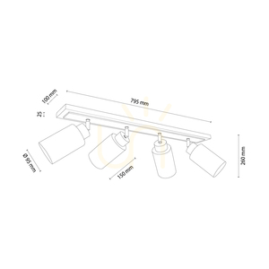 Bella Ceiling Light, Oiled Oak/White, 4xE27, 95 cm small 1