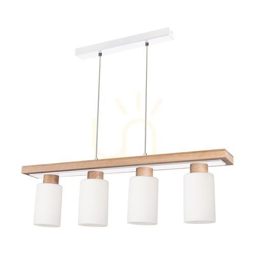 Check Bella Pendant Light, Oiled Oak/White, 4xE27, 80 cm