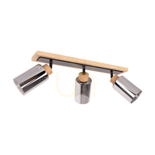 Check Bella Ceiling Light, Oiled Oak/Black, 3xE27, 74 cm